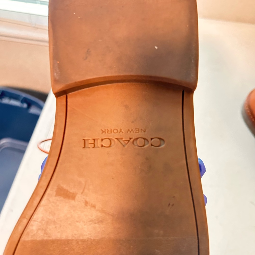 Coach Tan Leather Slip-On Loafers with Smooth Finish
